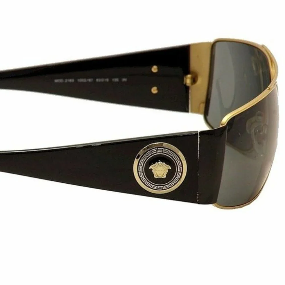 SALE! Versace Men's Black w/ Gold Emblem Sunglasses
